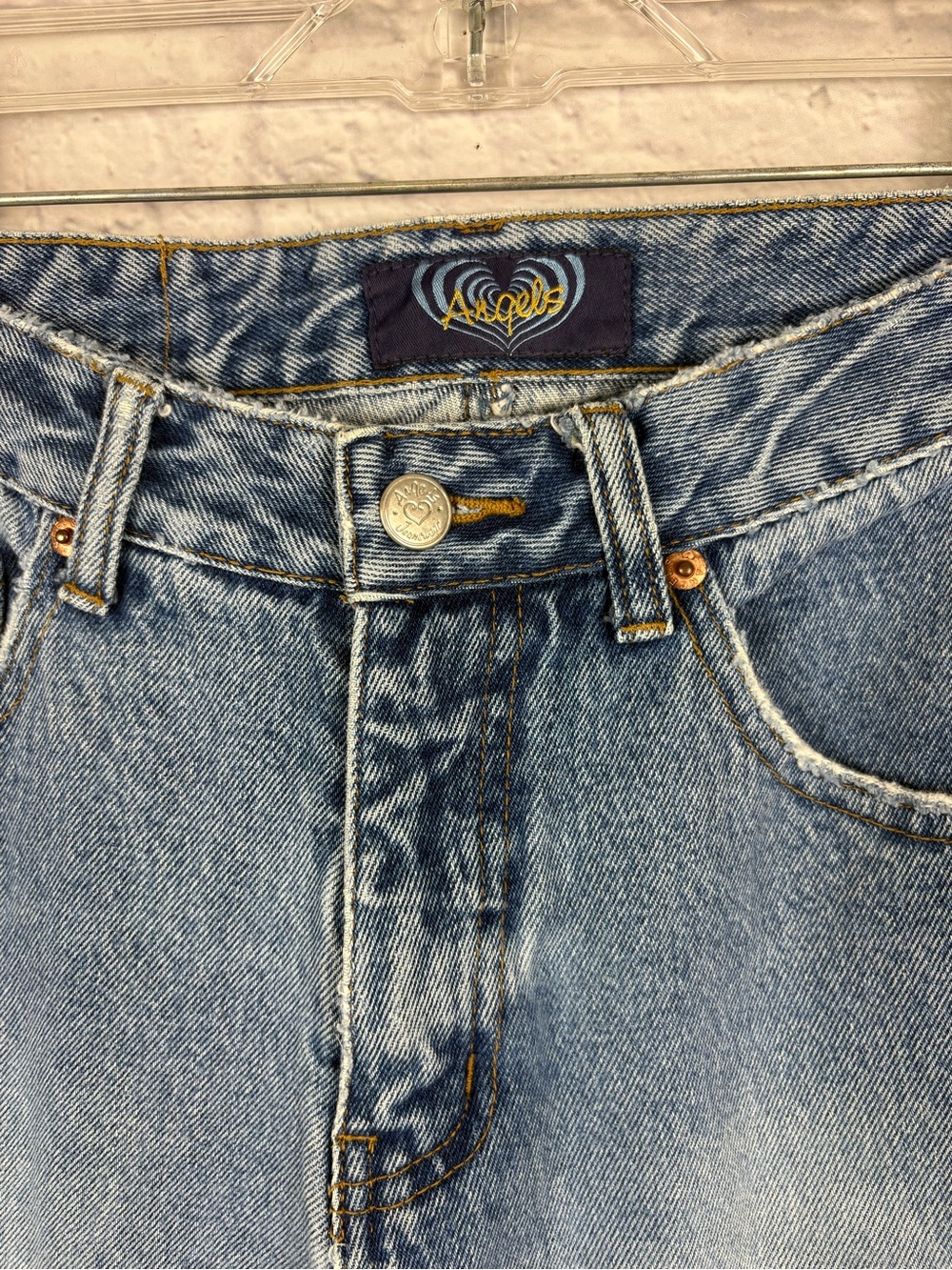 Angels Vintage 2000s Embroidered Flower Flare Leg Jeans Light Wash - Picture 4 of 10